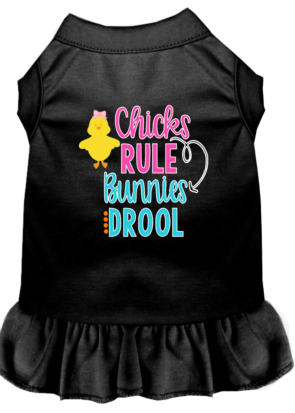 Chicks Rule Screen Print Dog Dress Black XXL